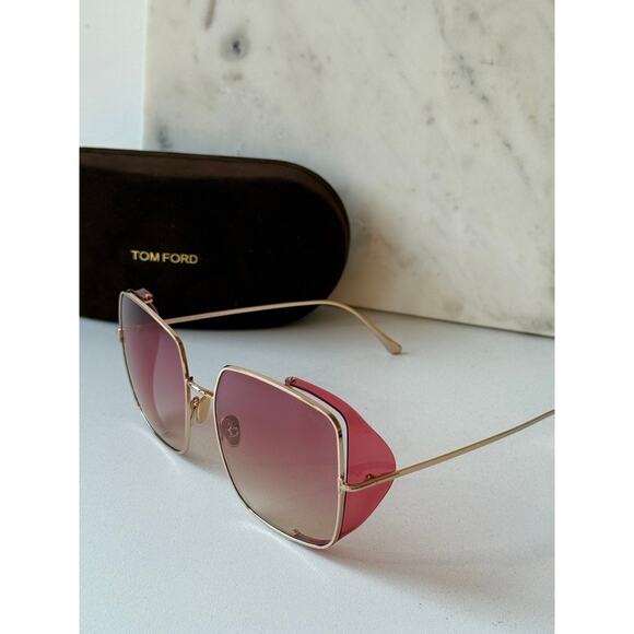 NEW Tom Ford FT0901 Toby Shield Pink Square Sunglasses $520 - Picture 3 of 6
